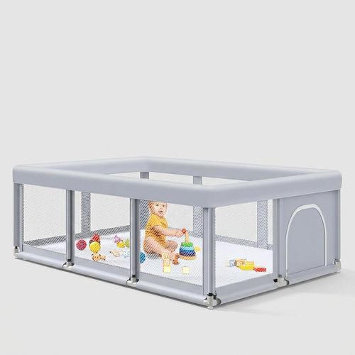 Fshibila 74×50 large mesh baby playpen in grey