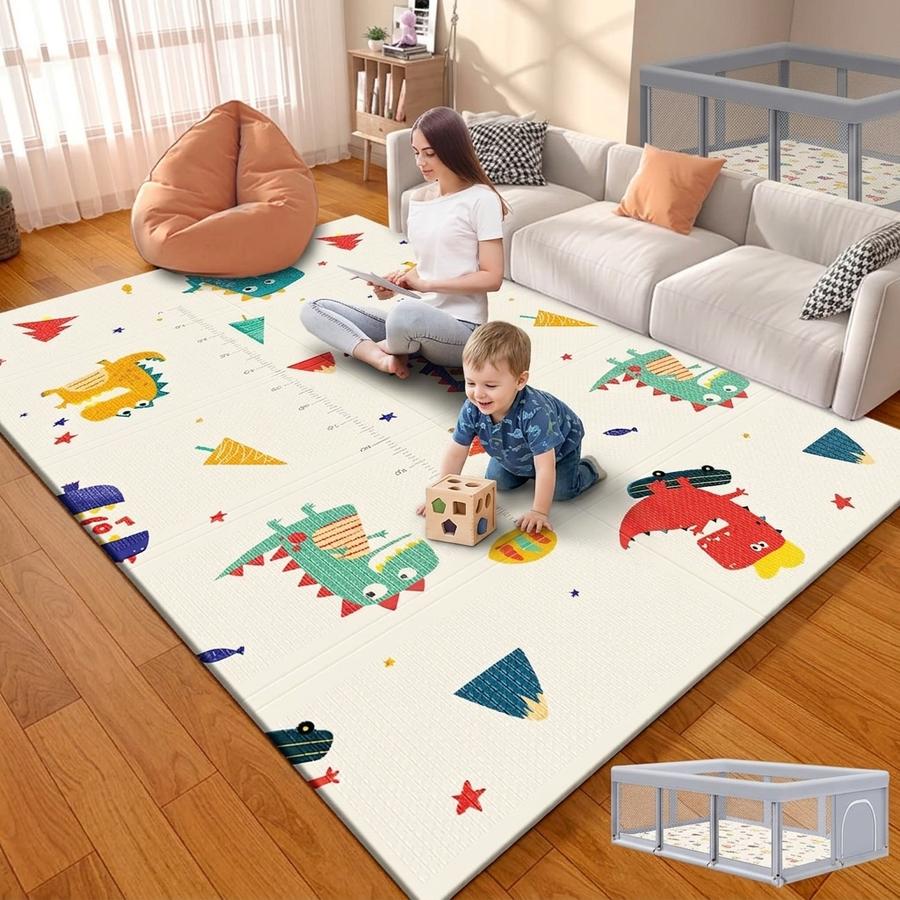 74×50 Fshibila reversible foam mat with dinosaur and animal print